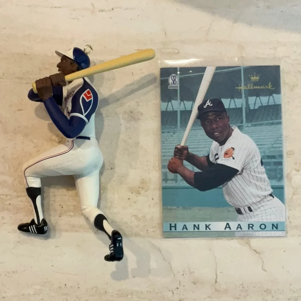 Hank Aaron Christmas Ornament 1997 & Card Hallmark Xmas Tree Baseball Ornaments